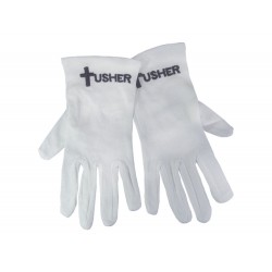 Gloves-Usher w/Cross White...