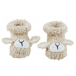 Baby-Knit Booties-Lamb-Cream