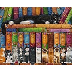 Jigsaw Puzzle-Cat Bookshelf...