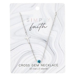 Necklace-Cross Gem-Aquamarine