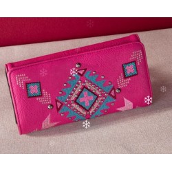 Wallet-Aztec Cross-Hot Pink