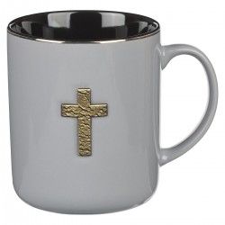 Mug-Gray w/Metal Cross (1...