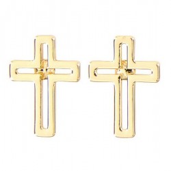 Earrings-Cutout Cross-Gold...