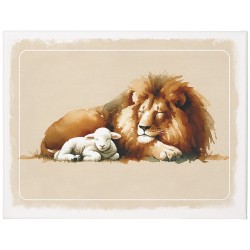 Wrapped Canvas-Lion Lamb...