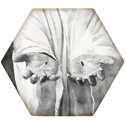Coaster-Honeycomb-B&W Jesus...