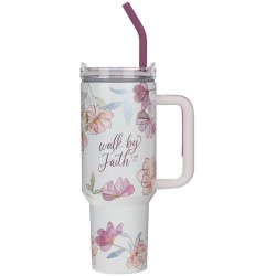 Tumbler w/straw SS White...