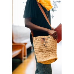 Jute Bucket Bag - Leather...