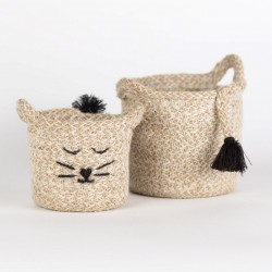 Cat Face Jute Basket
